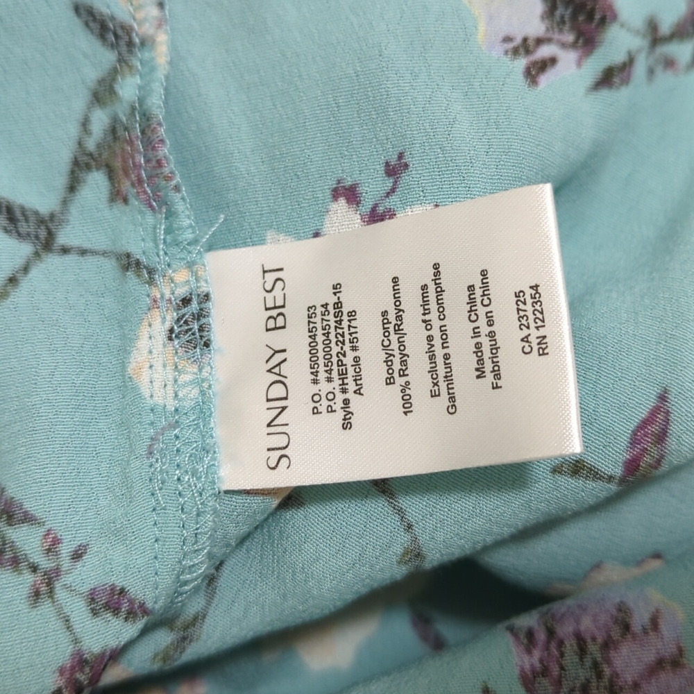 Sunday best light blue floral tank top size large - Picture 5 of 5